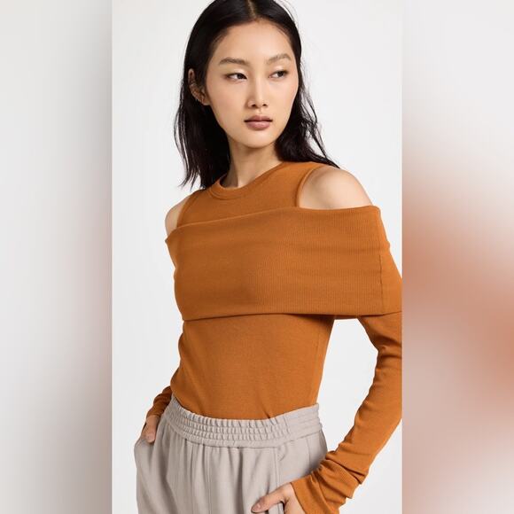 TANYA TAYLOR Sanna Top Caramel Orange Tan Shoulder Cutouts Wraparound Band NEW - Picture 5 of 16